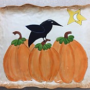 Crow On Pumpkins Tray