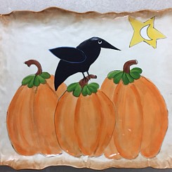 Crow On Pumpkins Tra