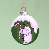 3" Llama w/ Candy Cane Ornament