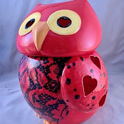 Heart Owl Cookie Jar